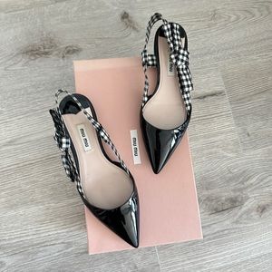 Miu Miu Ballerina Flat Slingback Patent Leather 35